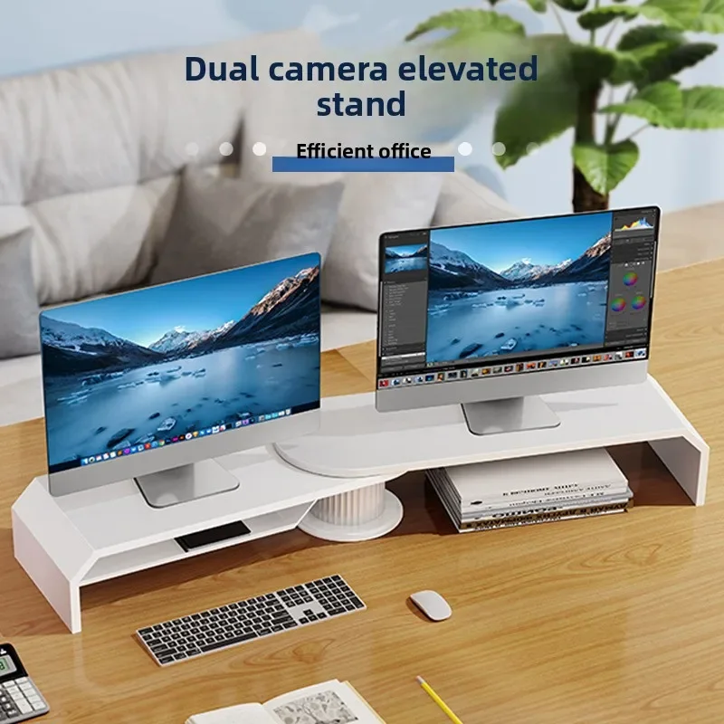 Desktop monitor, notebook desktop heightening rack,installation-free integrated dual-position computer with the same screen rack