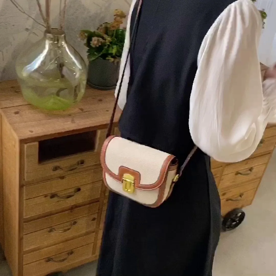 Torby Crossbody w stylu Vintage designerski płócienny Patchwork skóra Pu torba na ramię Casual plażowa na mała torebka 2024