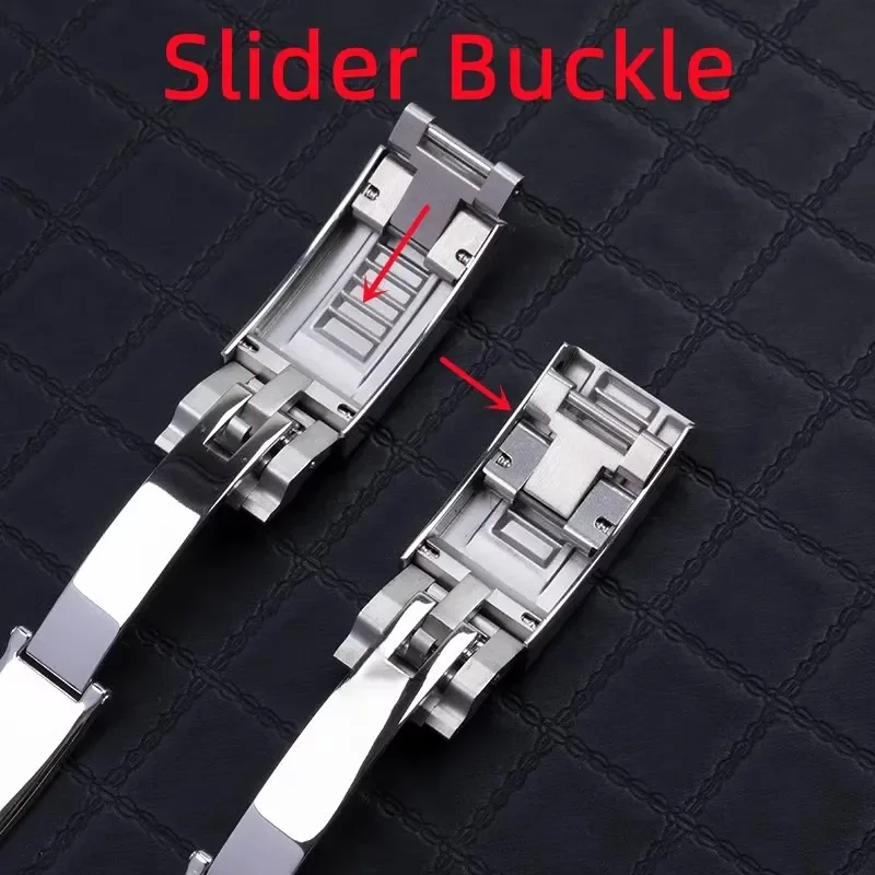 904L الصلب للطي مشبك الإنزلاق قفل صالح لرولكس الغواصة Oysterflex دايتونا GMT حزام (استيك) ساعة حزام نشر المشبك 9X9mm