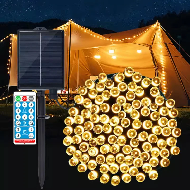 

12/22/32/52M LED Solar Garland Light String 8 Flashing Modes Outdoor Waterproof Fairy Lights For Christmas Wedding Party Decor