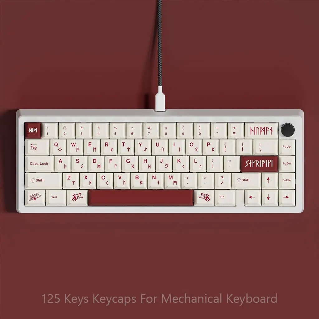 

125 Keys Personality Blood Red Theme Keycaps Cherry Height PBT Thermal Sublimation DIY For 61 87 98 104 Keys Mechanical Keyboard