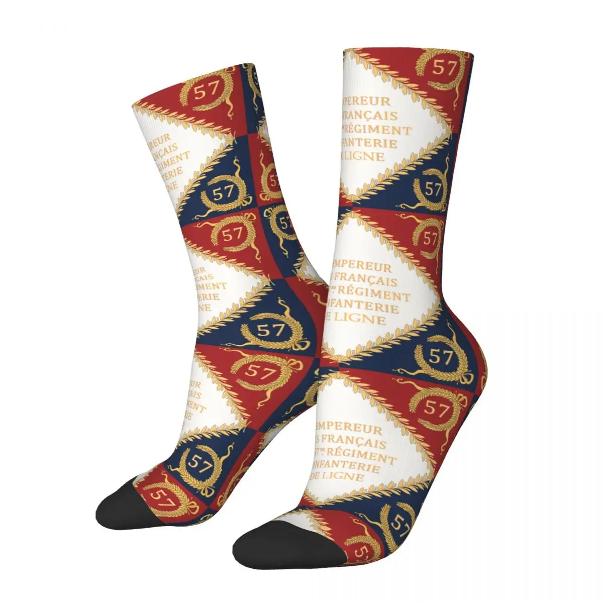 Divertido calcetín loco para hombre, calcetín con estampado De Hip Hop, Drapeaux francés De The 57Me d'infaniterie De Ligne, novedad De regalo