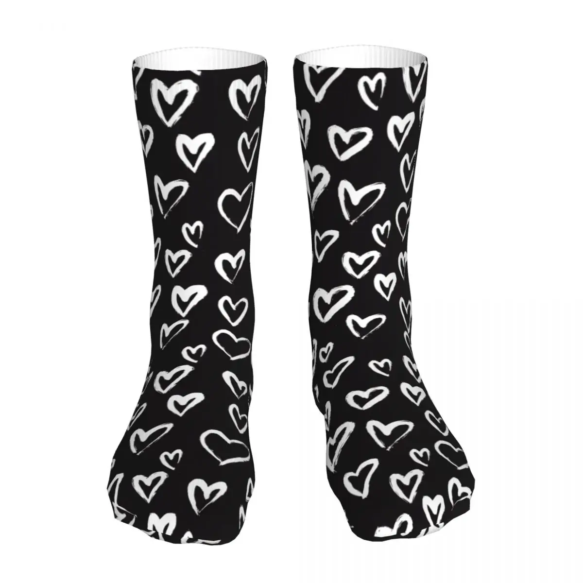 Happy Funny Socks Men's Women's Crazy Hearts Ink Socks Skateboard Socks Spring Summer Autumn Winter