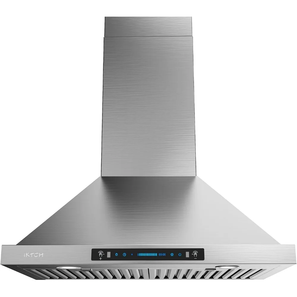 30-inch Wall Mount Range Hood 900 CFM Ducted/Ductless Convertible, Kitchen Chimney Vent Stainless Steel with Gesture Sensing