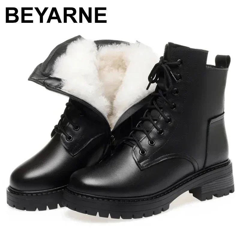 Winter Shoes Boots Women Large Size dropshipping Non-slip Women's Snow Boots Genuine Leather Warm Women's Ankle Boots