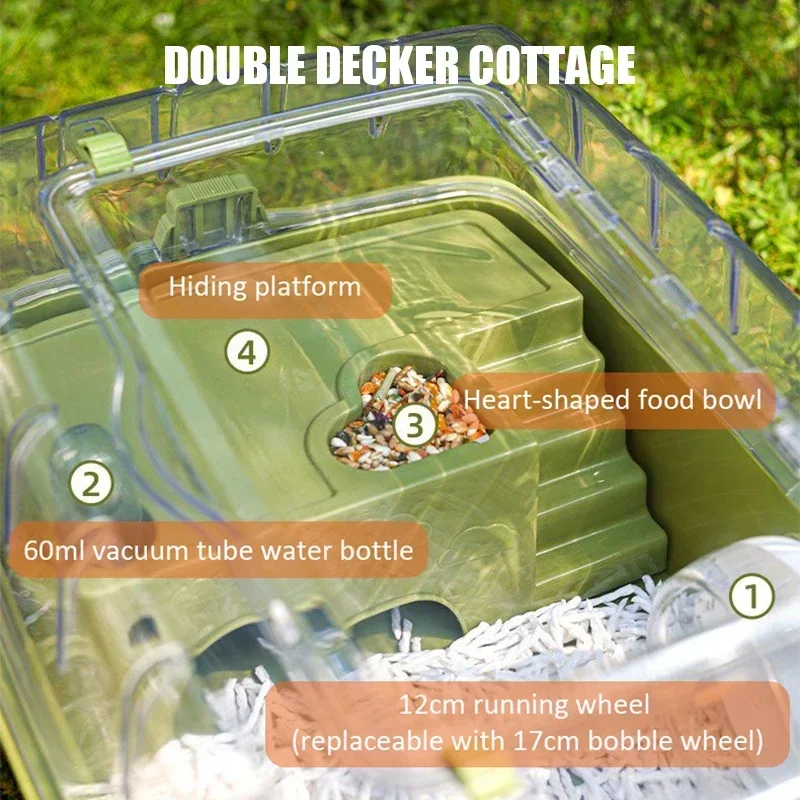 Large Hamster Cage Set Transparent Acrylic Hamster House Hideout Panoramic Rabbit Rat Guinea Pig Cage Small Animals Breeding Box