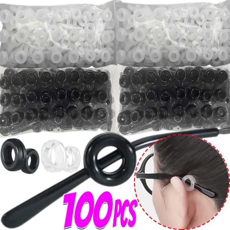 

20-200pcs Black Silicone Anti-slip Eyeglass Hooks Grip Unisex Round Eyeglasses Leg Ear Sleeve Stopper Eyewear Retainer Holders