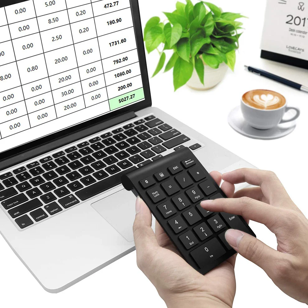 Bluetooth Wireless Numeric Keypad Portable Mini 22 Keys Number Keyboard External Number Pad for Laptop Tablet Computer