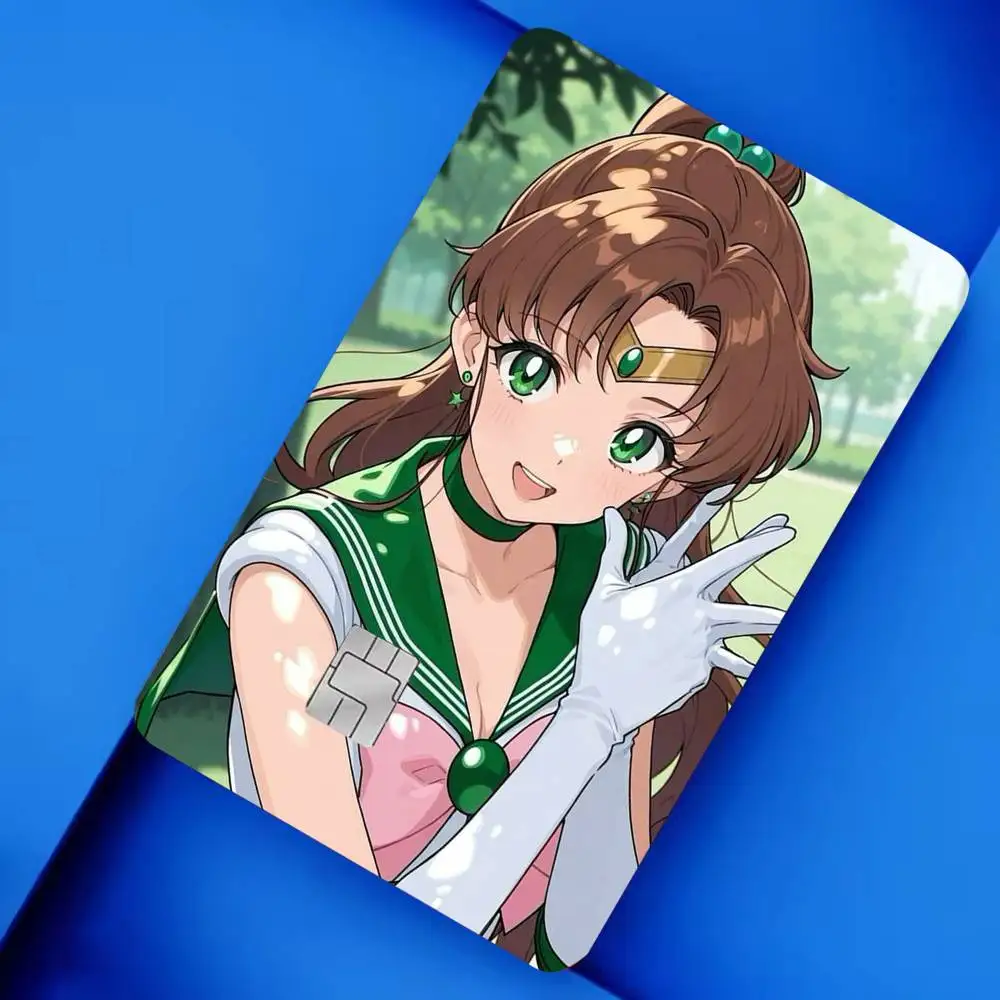 S-Sailor Moon Kino Makoto 4pcs 1Set Card Stickers Small Waterproof Chip 4PCS Card Sticker Anti-Scratch