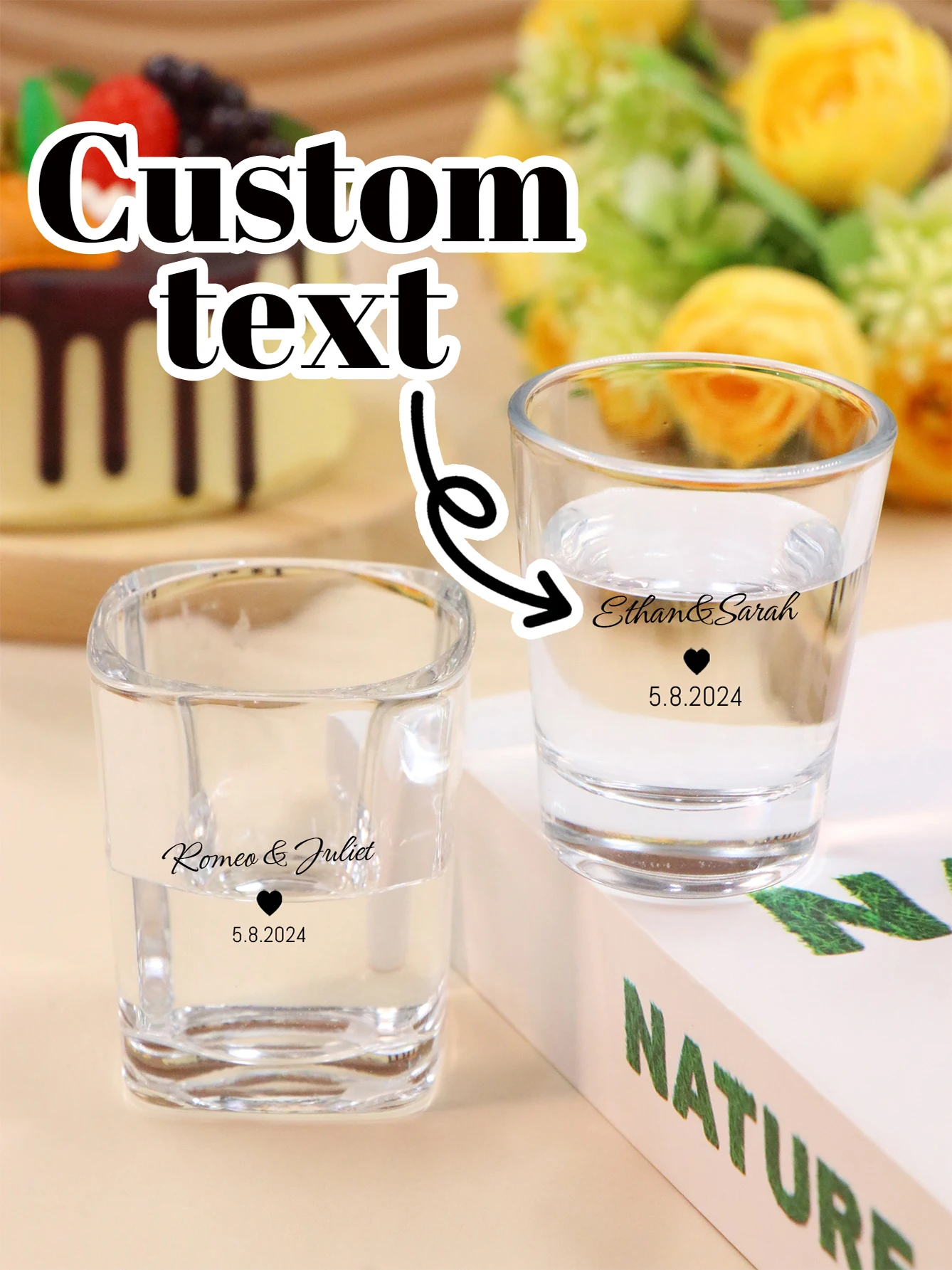 Verres à shot personnalisés, verres à shot en verre personnalisés, verres à shot personnalisés en vrac, verres à shot avec nom personnalisable, verre à boire