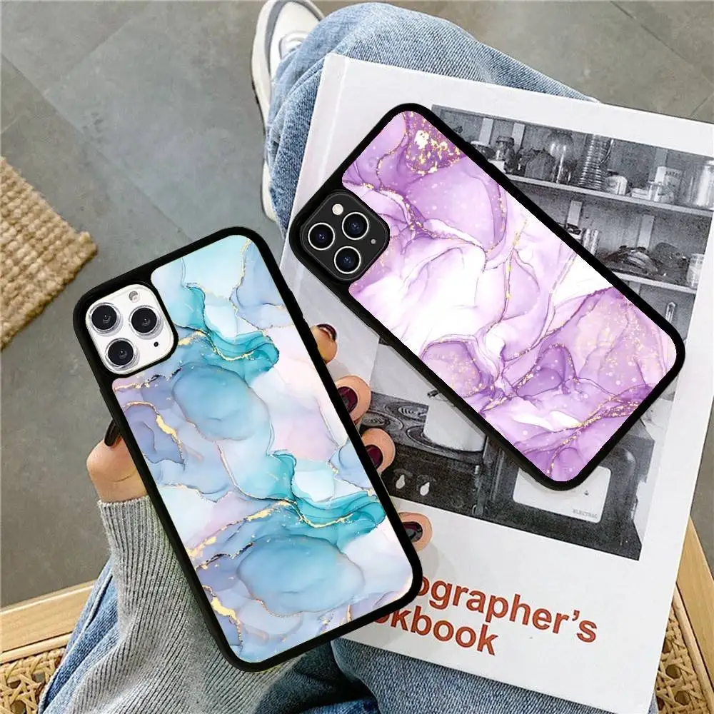 

Marble Art Fashion Pattern Phone Case For IPhone 11 12 13 14 15 16 17 Pro Max Plus PC+TPU Cover