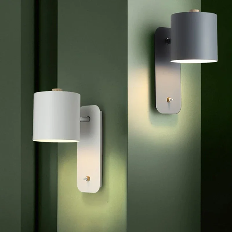 Lâmpadas de parede LED modernas nórdicas com interruptor, luzes interiores, iluminação da escadaria, arboreto do quarto, decoração home, sala