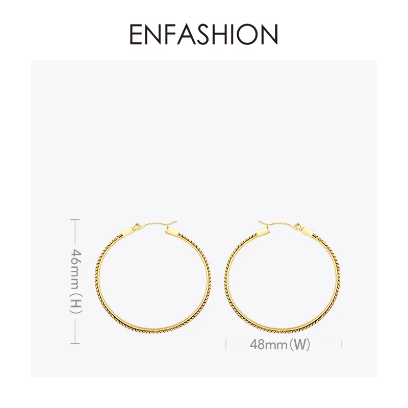 ENFASHION Snake Bone Chain Hoop Earrings For Women Gold Color Stainless Steel Large Circle Hoops Earings Fashion Jewelry E201176