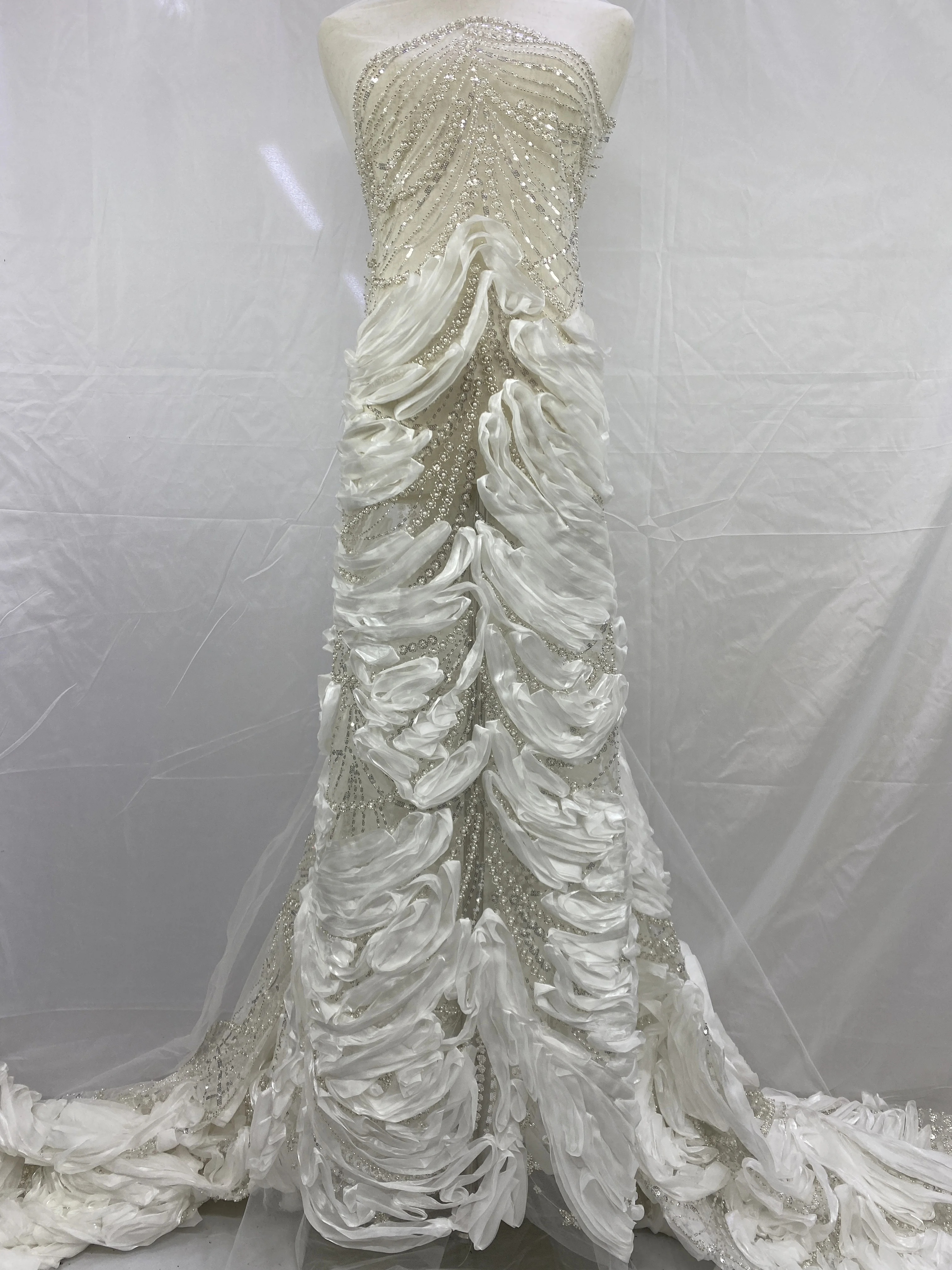 الأفريقي الثقيلة مطرز أقمشة الدانتيل النيجيري الترتر العريس أقمشة الدانتيل فستان حفلات الزفاف الخياطة جودة عالية 5 ياردة 2025