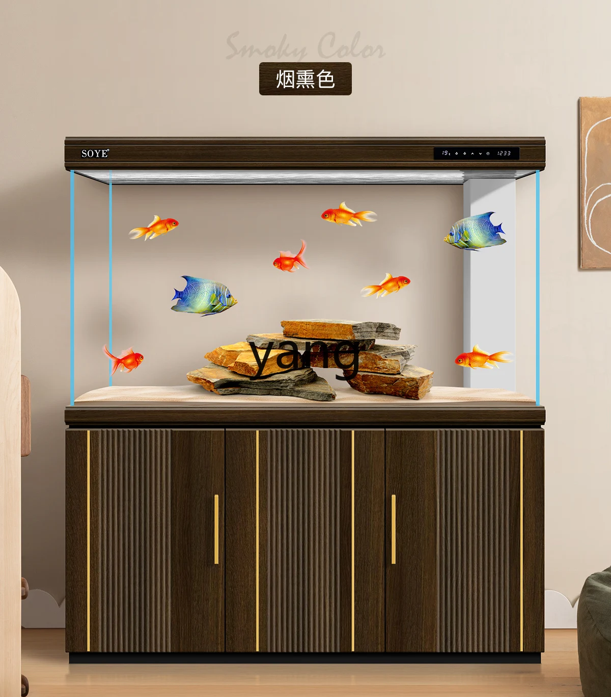 LMM Fish Tank Living Room Light Luxury Ecological Large Aquarium Bottom Filter Floor Super White Partition Household