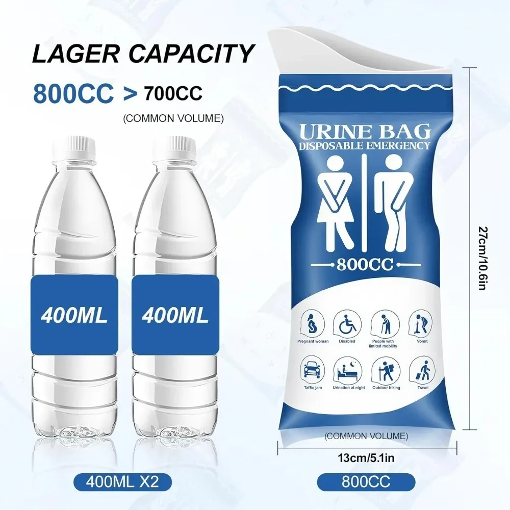 800ml Portable Emergency Disposable Urinal Bag For Women Men Travel Camping Traffic Jam Vomit Bag Puke Bag For Pregnant Patient