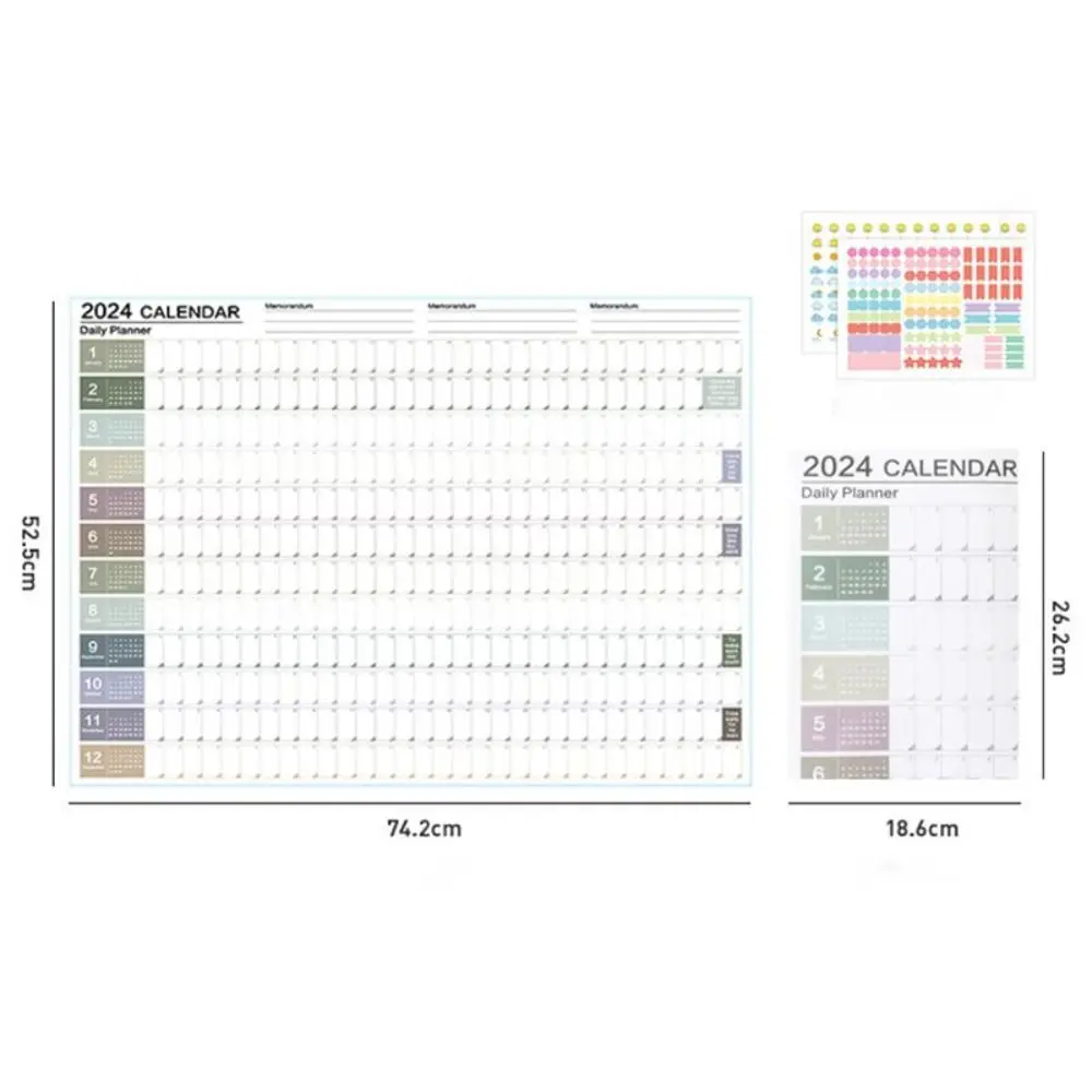 Calendário de Parede Organizador, Fácil de Usar, Anual, Semanal, Anual, Lista de Fazer, Simplicidade, Presente Estudante, 2024