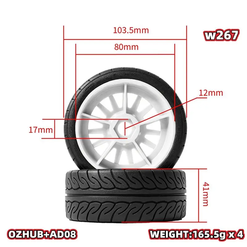 FBIL-Te37 Wheel 103X41mm 1/7 1/8 RC Rally Off-Road Buggy Tires 17Mm Hex For ARRMA Traxxas Team Losi Kyosho HPI RC Car