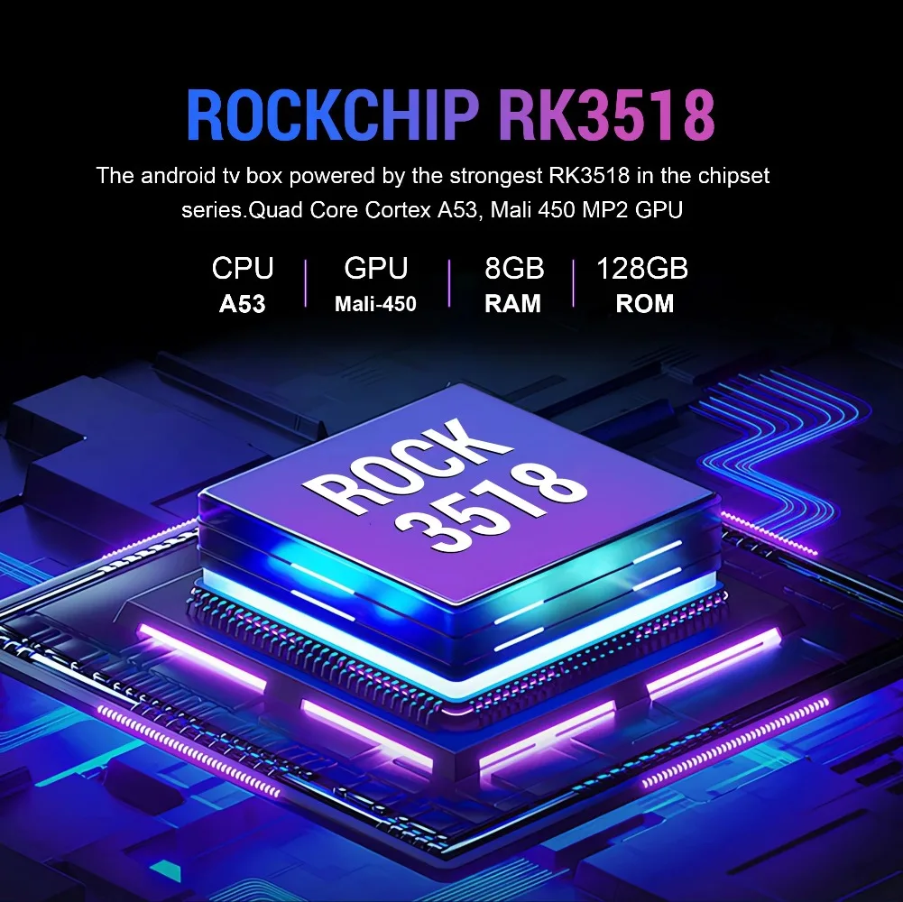 T1+RK3518 Rockchip Smart TV Box BT5.4 Android 14.0 ROM 128GB RAM 8GB Wifi6 8K Asistente de Voz Reproductor Multimedia TV Box Smart TV 2026