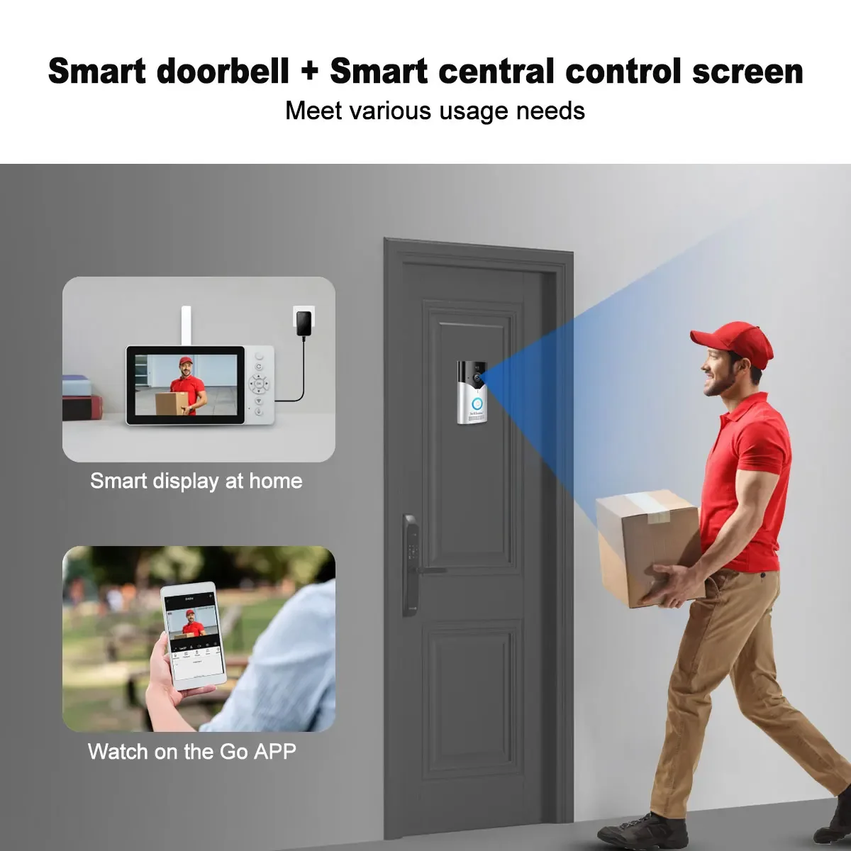 Srihome 4MP HD 5Inch Display Doorbell System Remote Phone Monitoring 5000mAh Video Intercom Night Vision Smart Wireless Doorbell