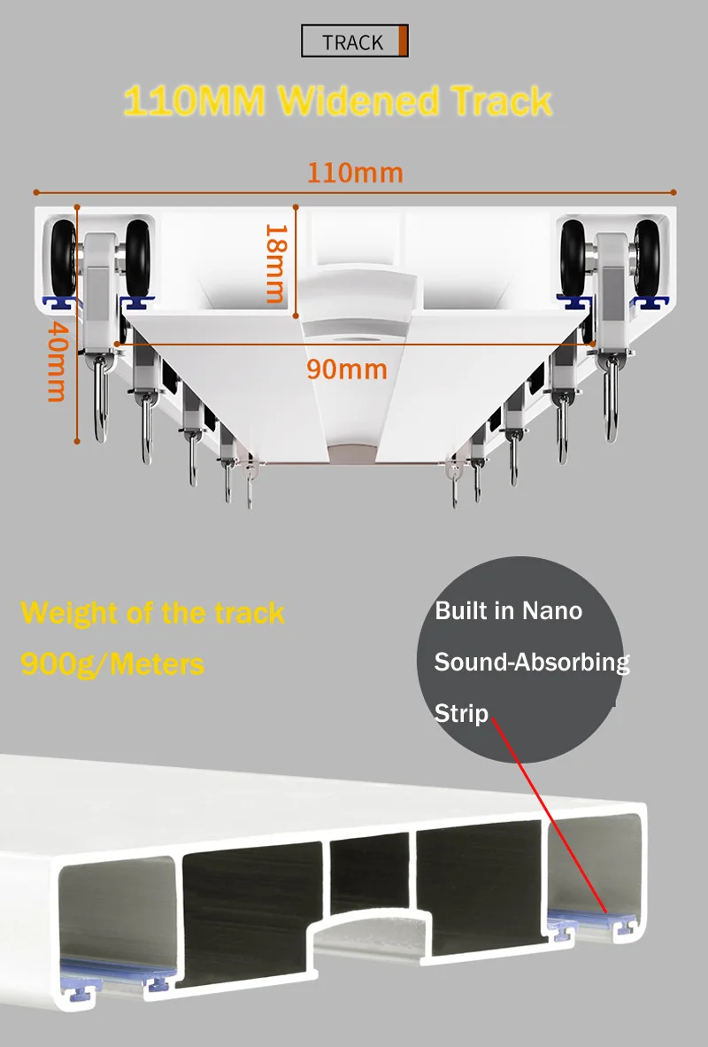 Pre Drilled Holes Ceiling Mounted Curtains Rails,Heavy-Duty Curtain Tracks Room Divider Width Metal Pulleys For Living Room