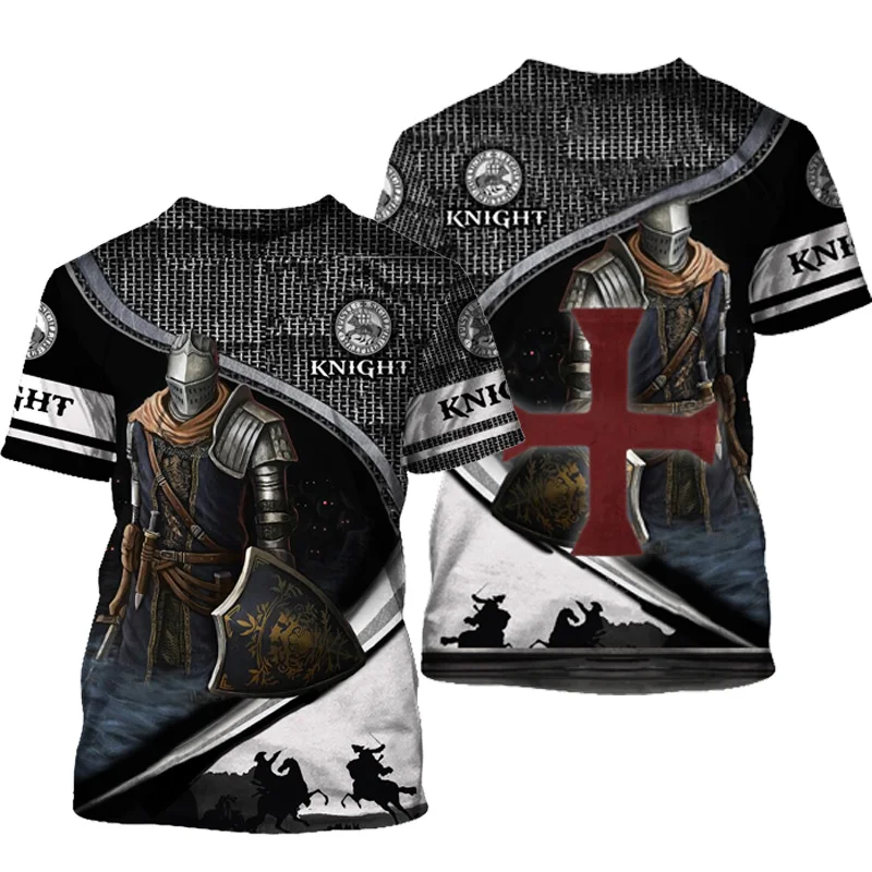 Templar Knights 3D Print letnia męska koszulka z okrągłym dekoltem z krótkim rękawem T shirty modna koszulka modne ubrania męskie