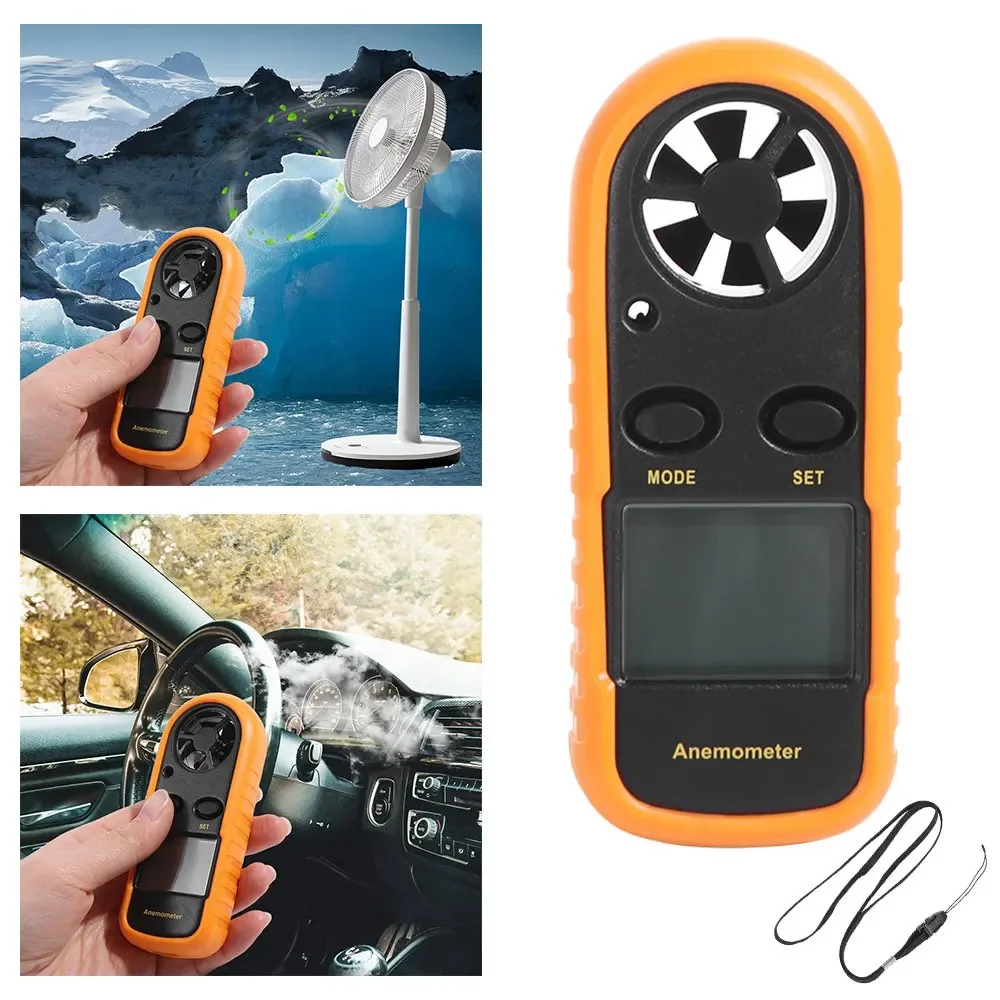 Mini Digital Anemometer Hand-held 0-30m/s Range Wind Speed Gauge 30m/s LCD Display Air Velocity Meter Wind Power Measurement