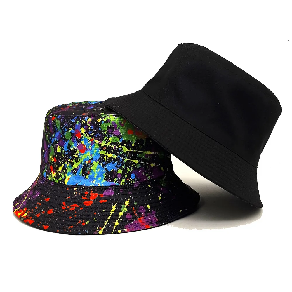 Fashion Graffiti Pattern Hiphop Panama Summer Sunscreen Fisherman Hat Women Man Decorate Bucket Hats Reversible Fisherman Hats 4