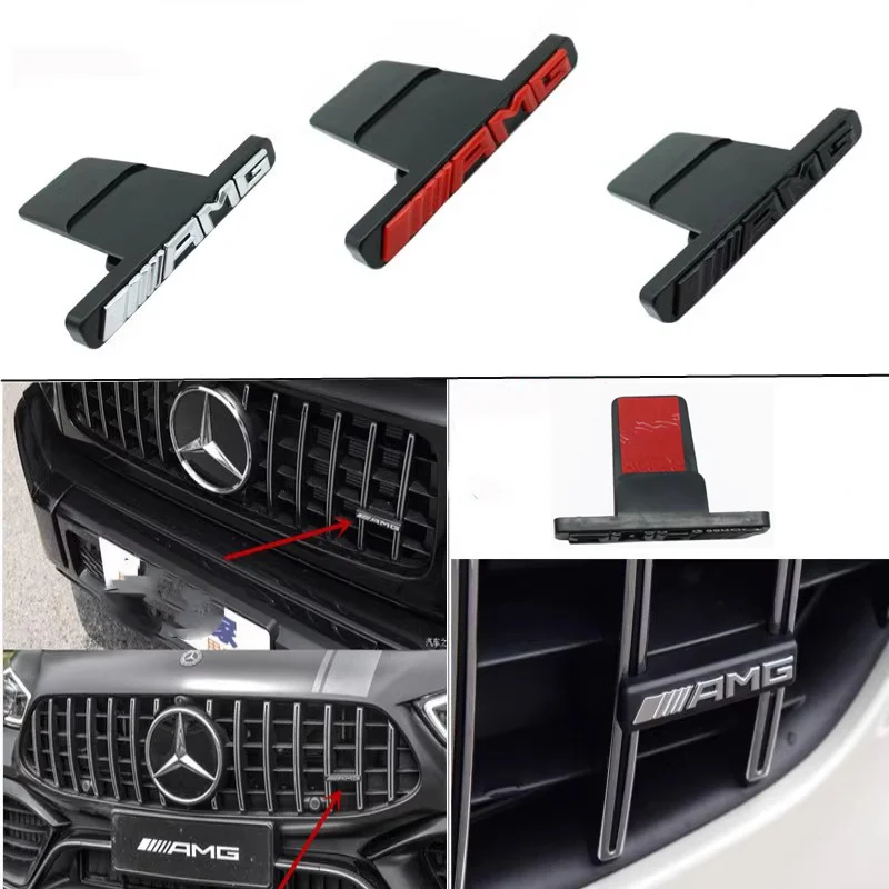 3D AMG Logo Emblem Car Front Grille Badge Car Styling For Mercedes Benz AMG W124 W168 W169 W176 W177 W202 W203 W204 W205 W210