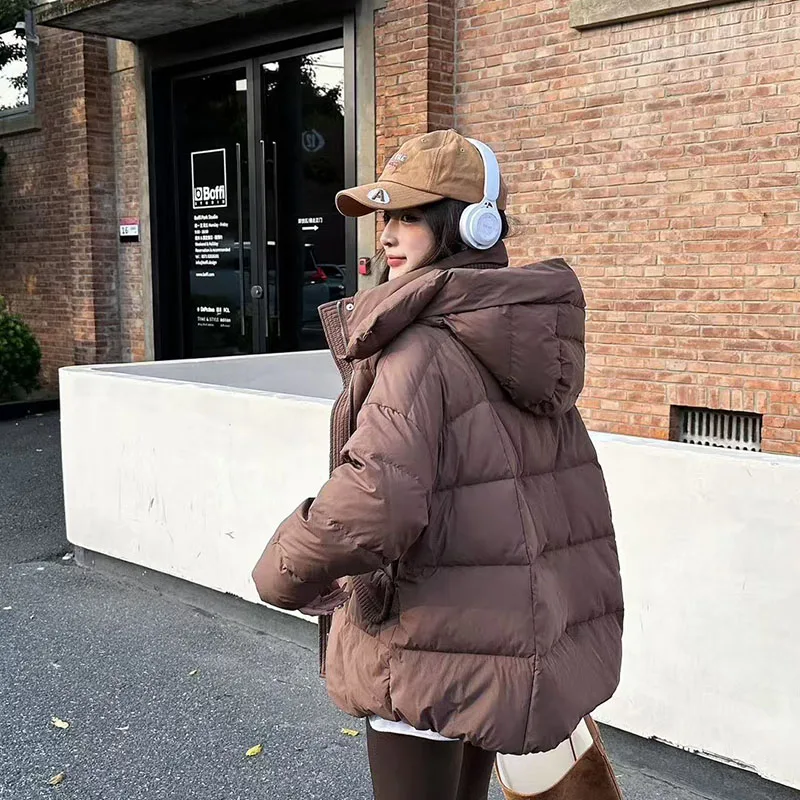 Inverno quente jaqueta feminina 2025 novo design elegante sentido engrossado pato branco para baixo com capuz jaqueta feminina h649