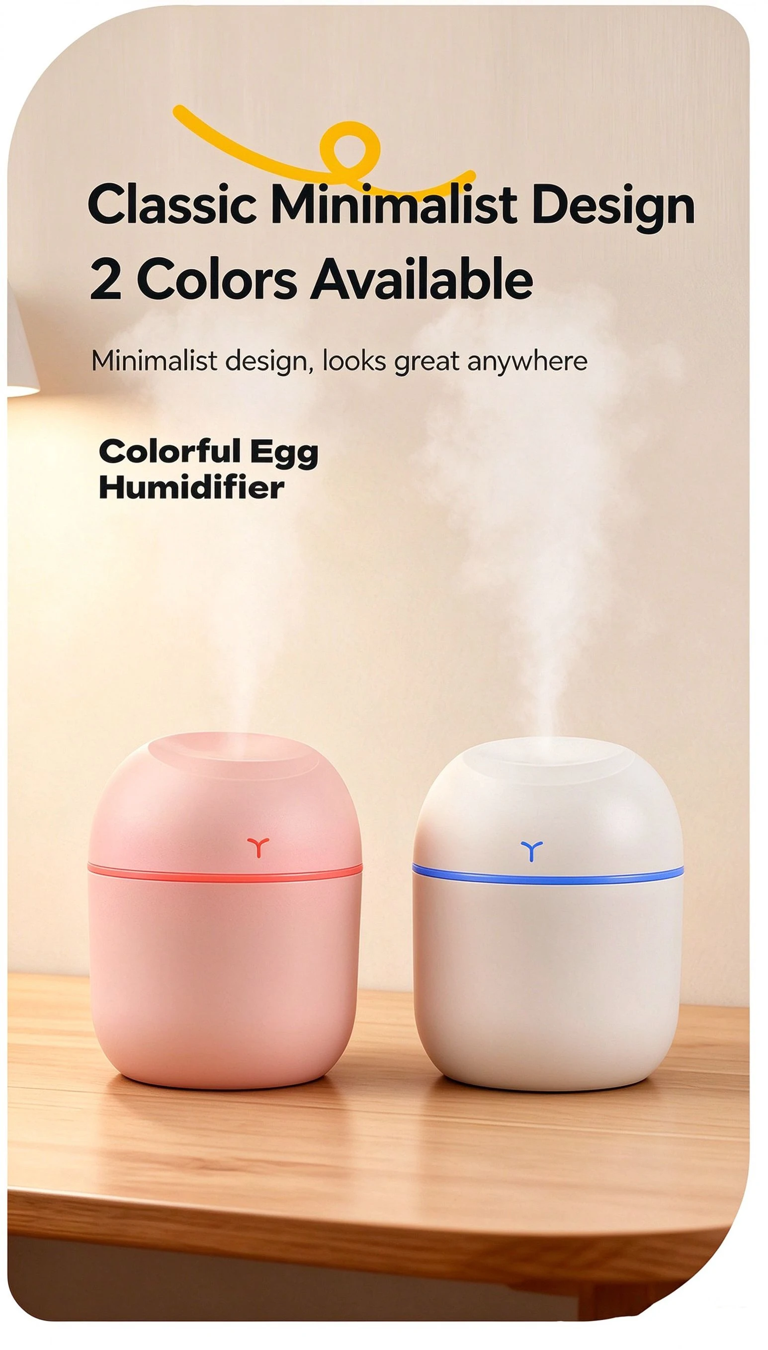 Mini-Luftbefeuchter, tragbarer USB-Luftbefeuchter mit kühlem Nebel und Nachtlicht, 220 ml, ultra-leiser Aroma-Diffusor für Schlafzimmer, Zuhause und Büro. – Detail 9