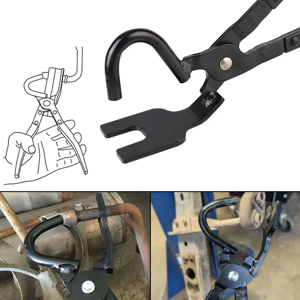 

1 шт., вешалка для выхлопной трубы автомобиля, плоскогубцы для удаления выхлопной резиновой прокладки, инструмент для разборки, кронштейн, отдельная противоскользящая ручка, съемник, инструмент
