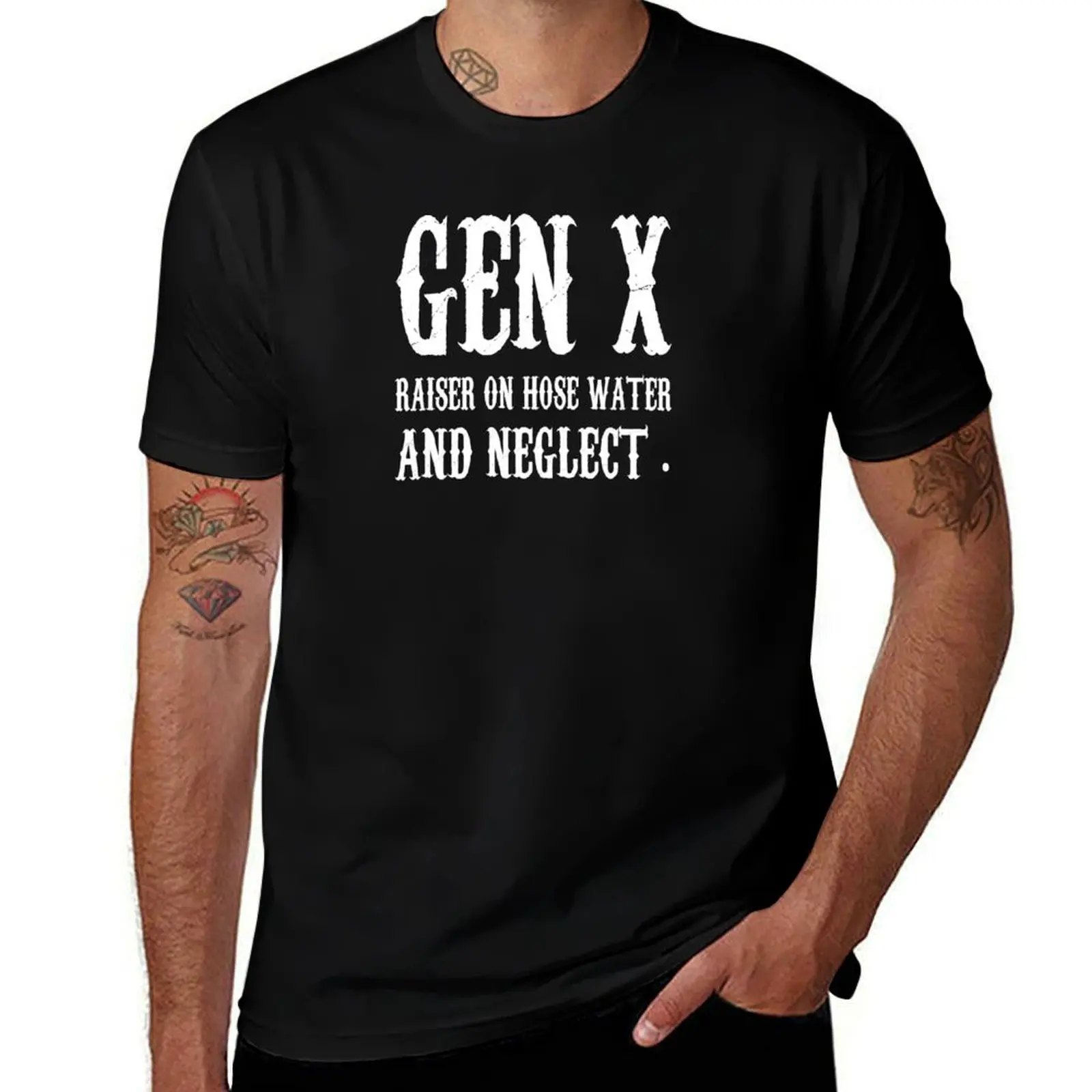 Gen X Raised on Hose Water and Neglect - Funny Retro Meme for 80s and 90s Kids T-Shirt baggy shirts luxury clothes men