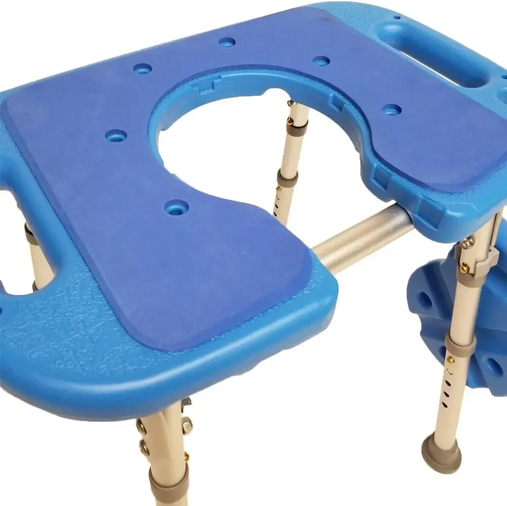 Atlas Deluxe Bariatric Shower/Bath Bench, 600lb. Capacity, Padded with Cutout and Insert. Heavy Duty Shower Chair/Stool with Adj