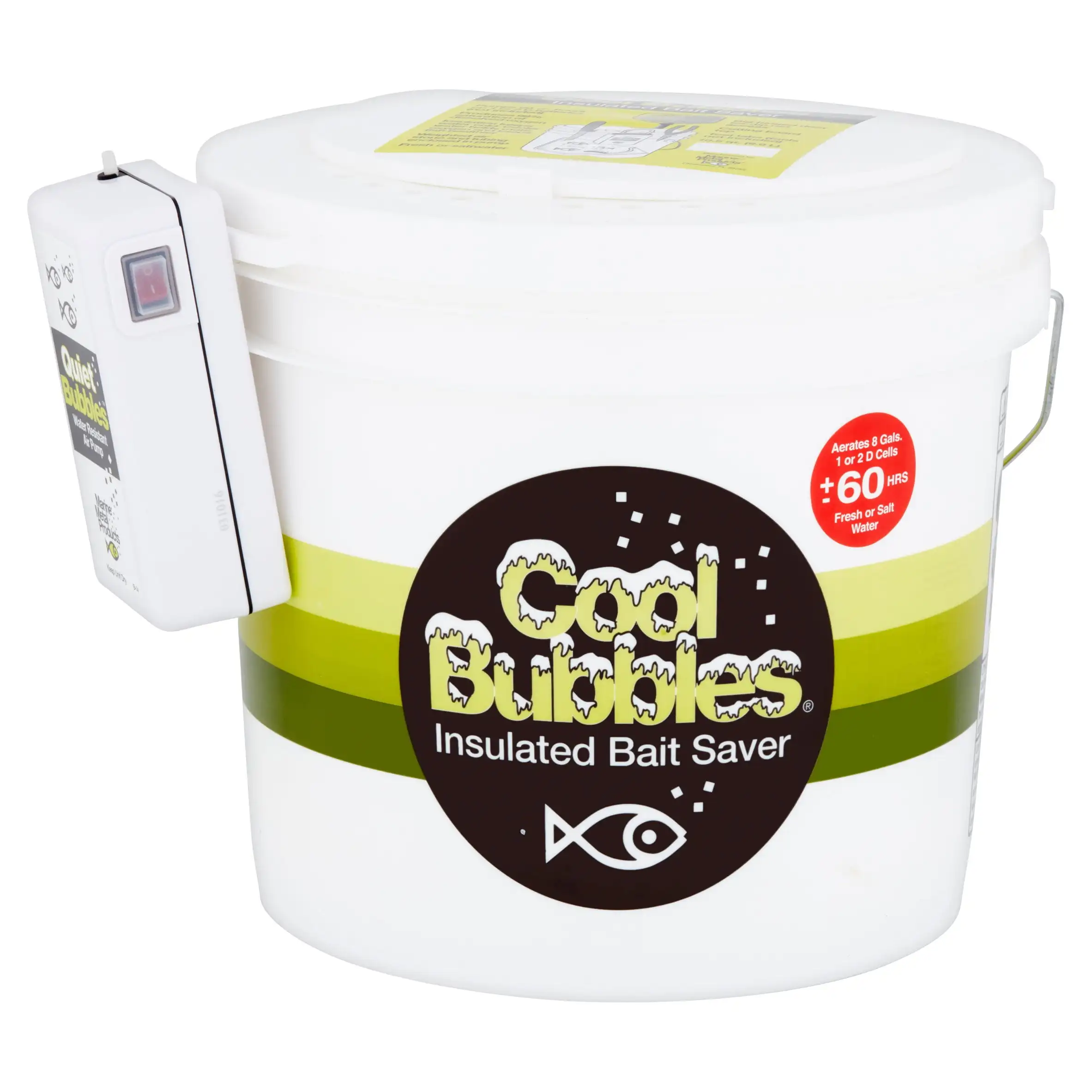 

Cool Bubbles 10.5 Qt Insulated Fishing Bait Container with Quiet Bubbles Pump