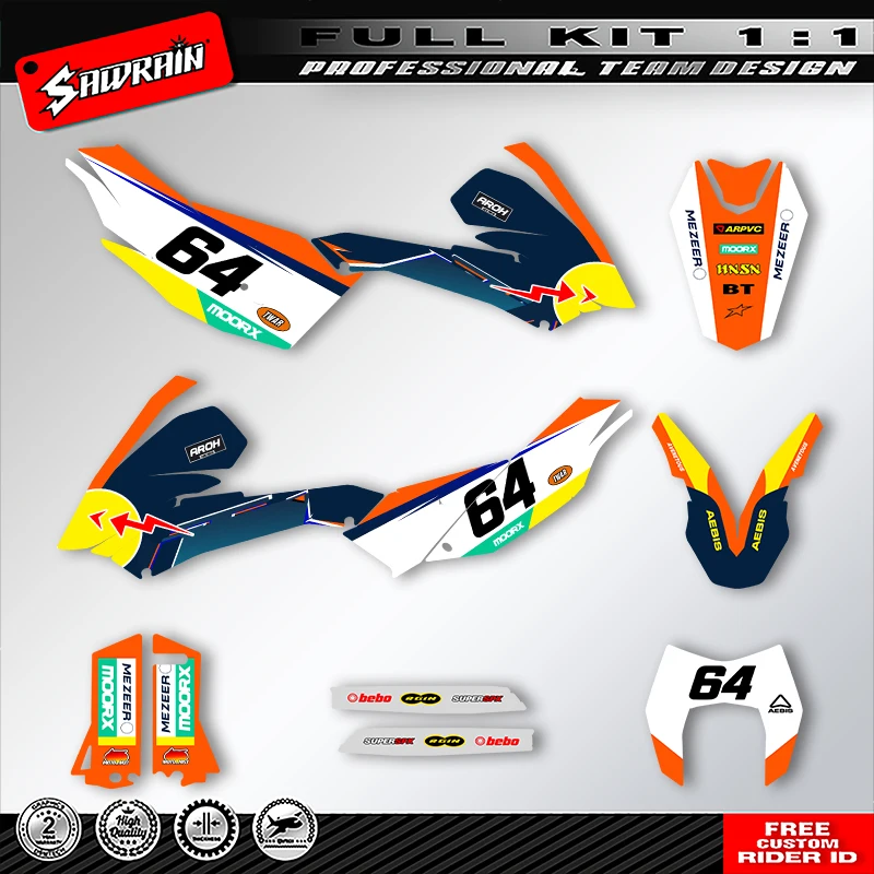 

Sawrain Motorcycle Graphics Backgrounds Decals Stickers Kit Number Name Custom For KTM LC4 SMC690 2008 2009 2010 2011 009