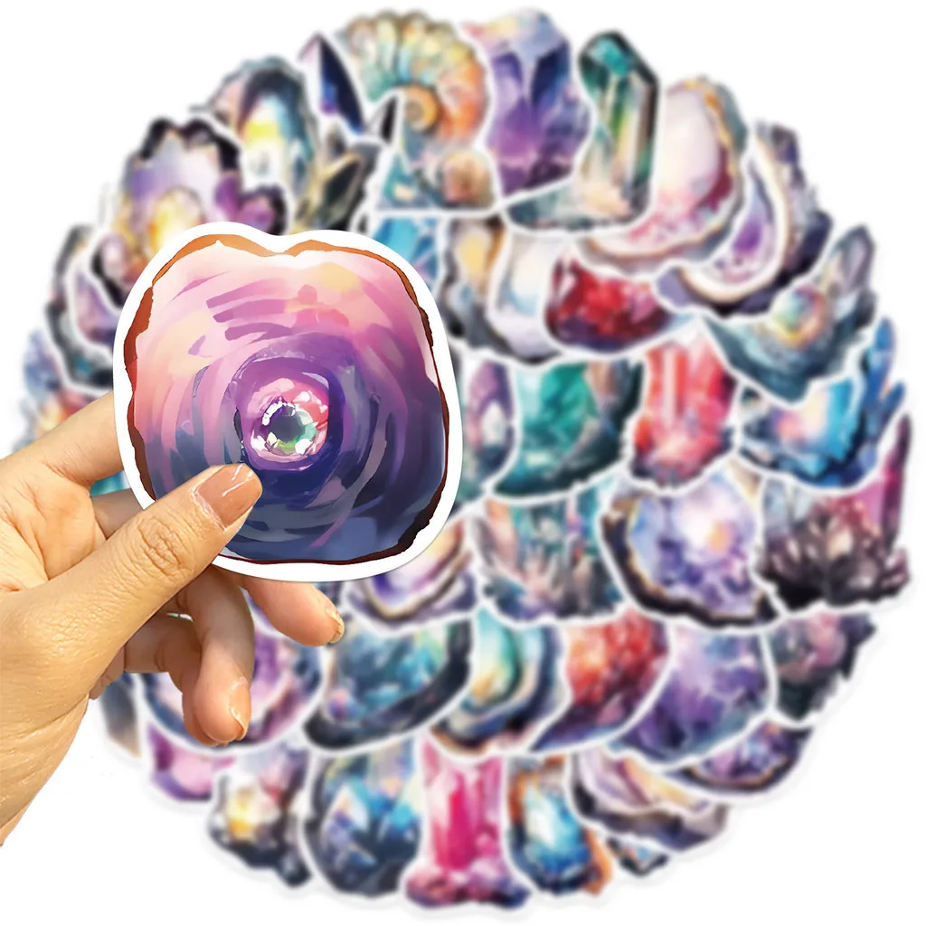 50PCS Colorful Quartz Crystal Waterproof Graffiti Stickers for Hand Account Pencil Case Decals BulingBulingStickers Store