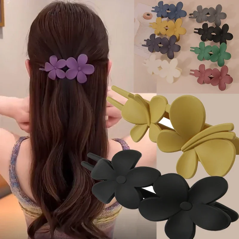 Women Hair Pin Black Korean Hair Clip Butterfly Flower Hair Claw Clip Large Duckbill Grab Clip Girls Hair Clips Hair Accessories