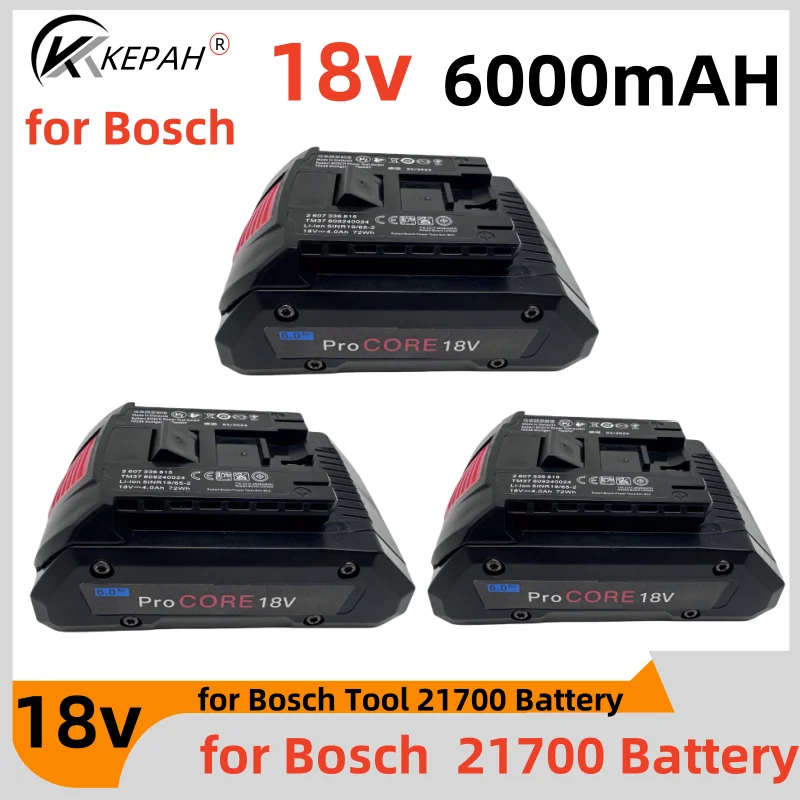 

Сменный аккумулятор ProCORE 18 В 5S1P 6,0 Ач, для аккумуляторных инструментов Bosch 18 В BAT609 BAT618 GBA18V 21700, аккумулятор высокой мощности 5C