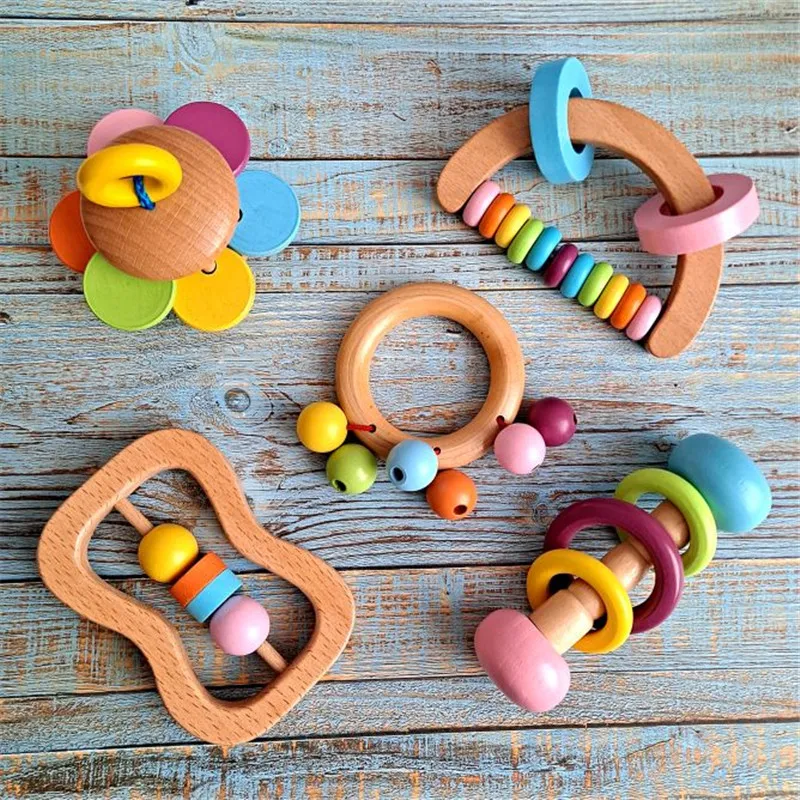 Montessori ของเล่นเด็ก Rattles Teether ของเล่นเพื่อการศึกษาของเล่นไม้เด็กวัยหัดเดินเด็กแรกเกิด Musical Rattles ของเล่นเด็กของเล่น0 6 12เดือน