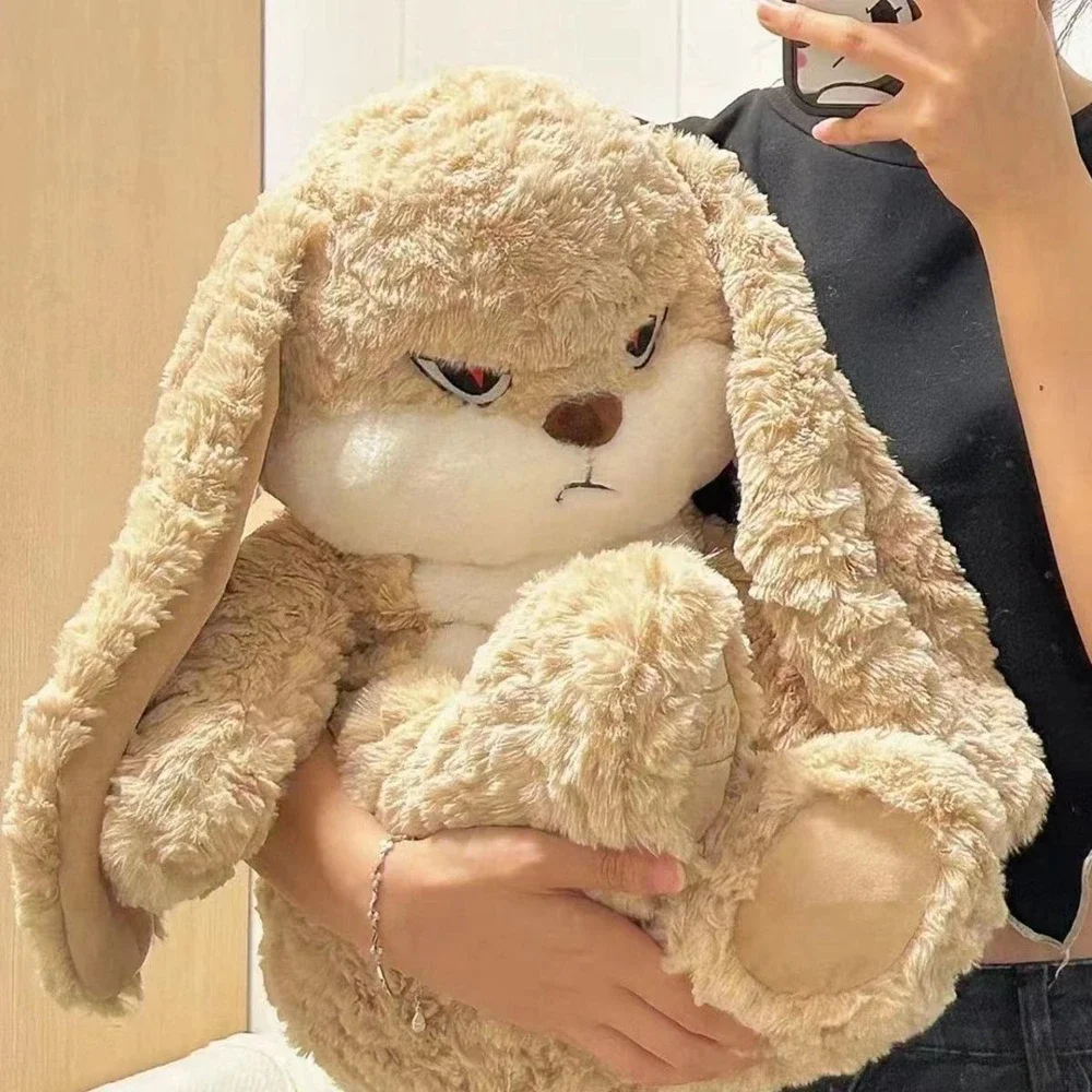 Peluche de conejo de orejas largas para niños, juguete de felpa de pelo largo, almohada grande que se filtra, muñeco de Animal de conejo para regalar en Navidad y cumpleaños, 35CM