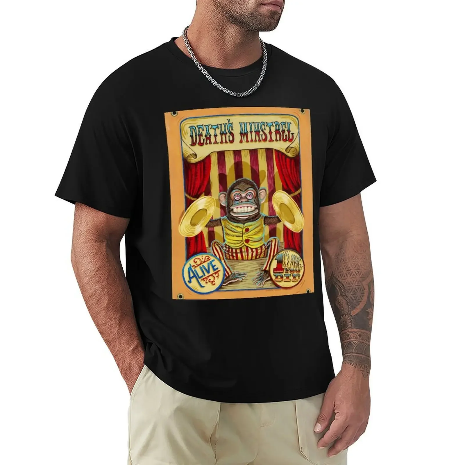 Death's Minstrel: Jolly Chimp Sideshow Banner T-Shirt animal prinfor boys graphics plain mens clothing