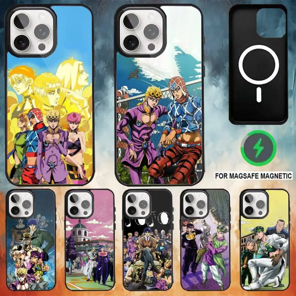 J-JoJo Bizarre Adventure Handyhülle für iPhone17,16,15,14,13,12,11 Plus, Pro Max, magnetisches Magsafe-Wireless-Laden