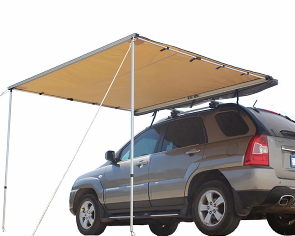 Canvas Retractable Car Awning Outdoor Portable UV Protection Shade Awning for RV Picnic Camping Travel
