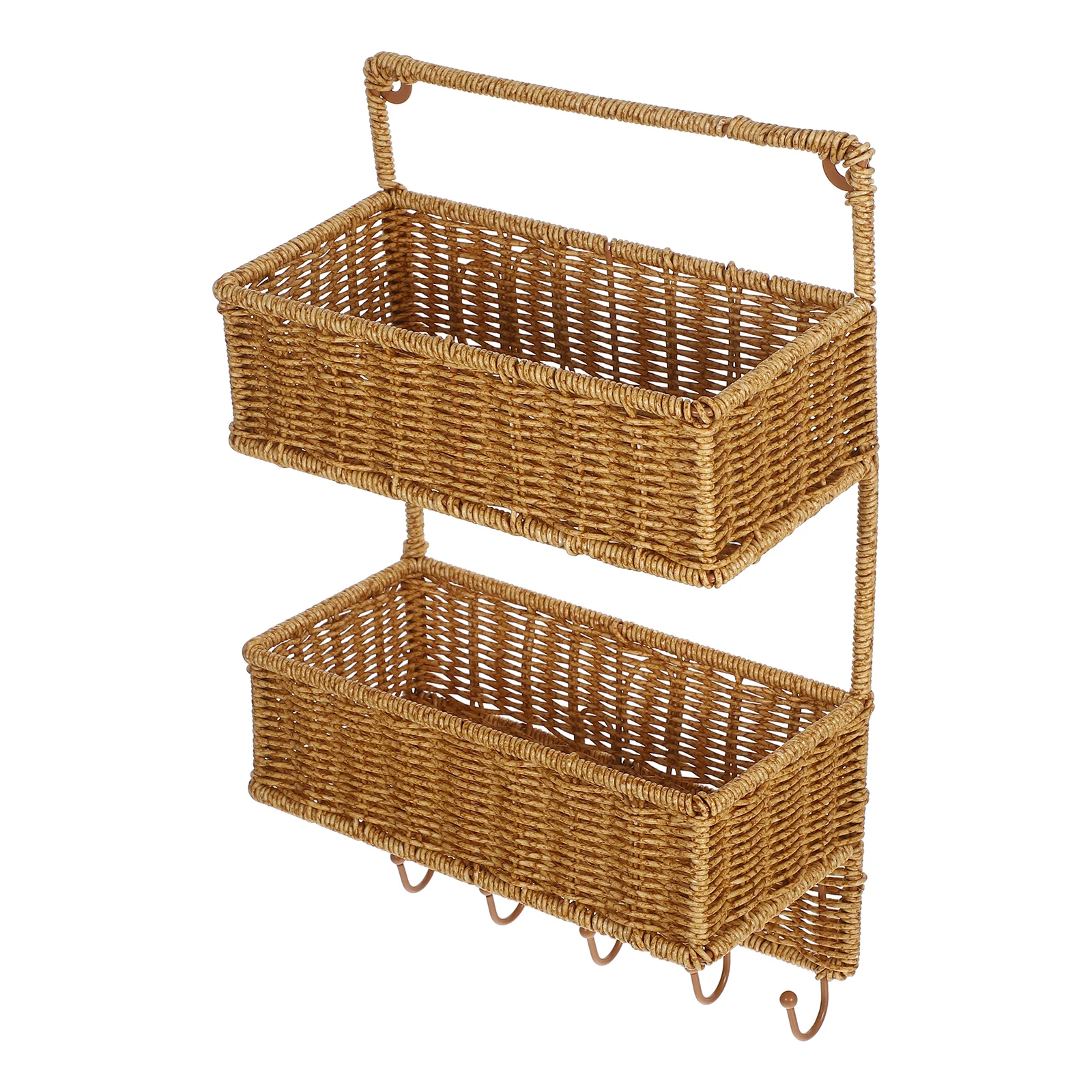 

1pcs Wall Shelf 2 Tiers Hanging Storage Basket for Kitchen Bathroom Organizer Woven Plastic Fruit Vegetable Baskets