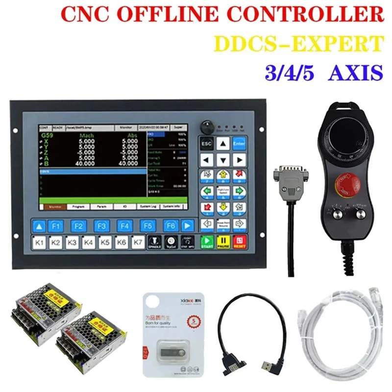 Special Offline Controller DDCS-EXPERT 3/4/5 Axis 1MHz G Code For CNC Drilling And Milling   6Axis Handwheel   Power Supply