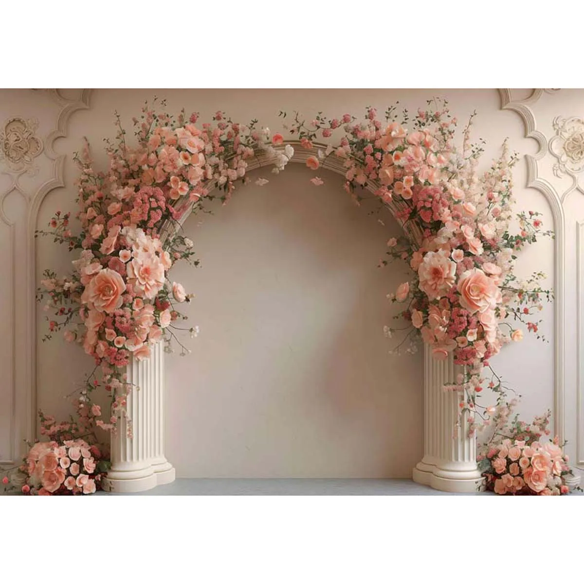 

Allenjoy Beige Arch Wall Floral Decor Backdrop