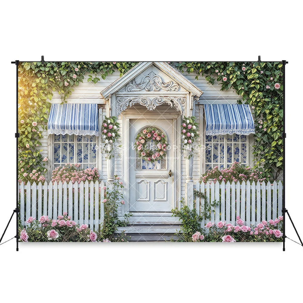 Easter Purple Spring Pathway Backdrops Kids Adult Photography Child Baby Photocall Easter Eggs Garden Entrance Backgrounds