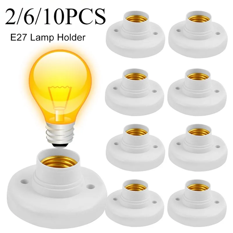 2/6/10PCS E27 Screw Cap Socket White Ceiling Light Lamp Bulb Fixing Base Stand Light Bulb Holder Spiral LED Bulb Base