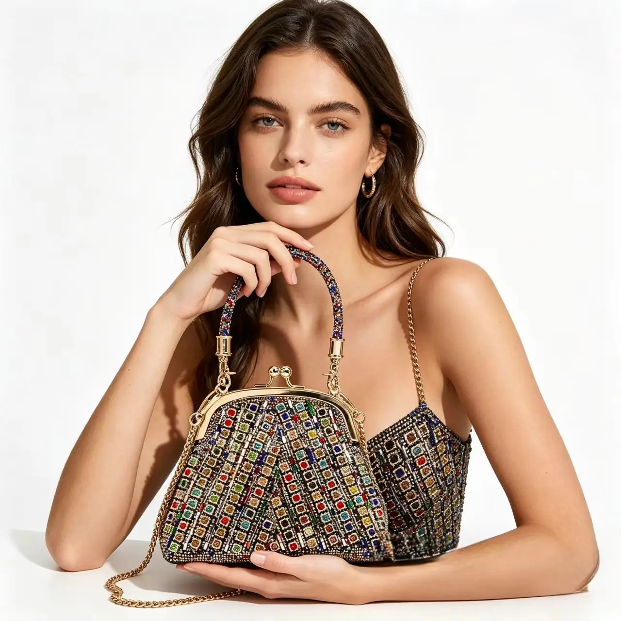 

casual fashion rhinestone dumpling high sense versatile shoulder bag messenger bag